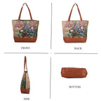 Daisy Floral Print Jacquard Tote Bag - Green & White