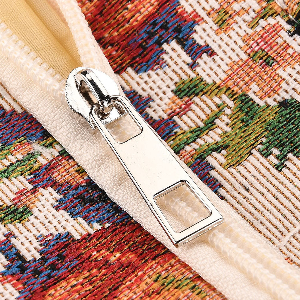 Floral Print Jacquard Tote Bag - Beige & Multicolour