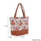 Floral Print Jacquard Tote Bag - Beige & Multicolour