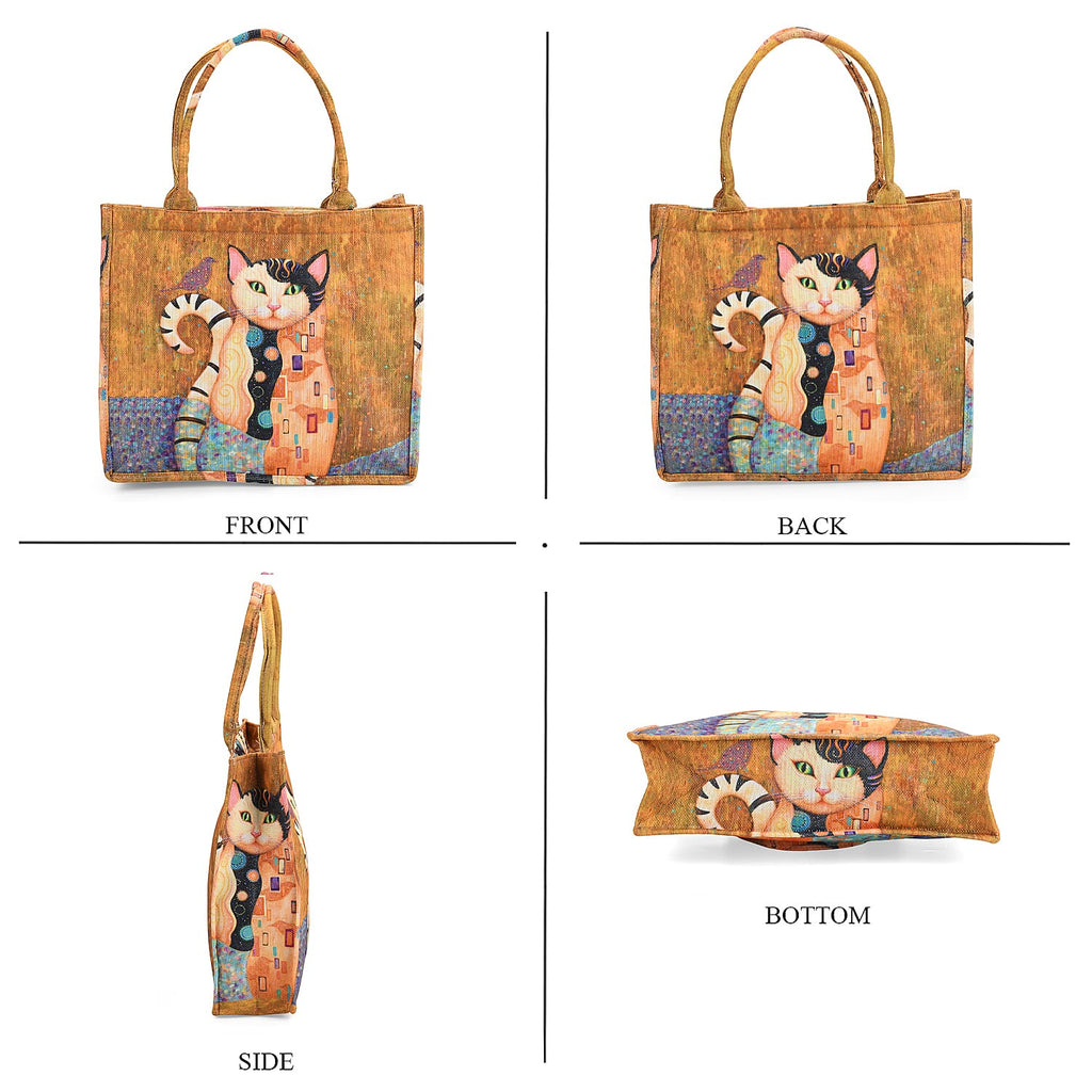 Flower Tote Bag (Size 40x12x34 cm) - Coffee & Black Pink