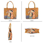 Flower Tote Bag (Size 40x12x34 cm) - Coffee & Black Pink
