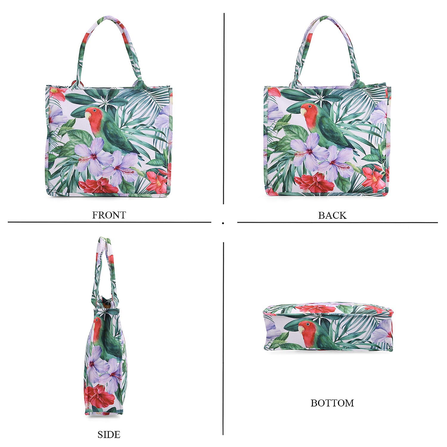 2 Piece Set - Tropical Pattern Tote Bag and Crossbody Bag
