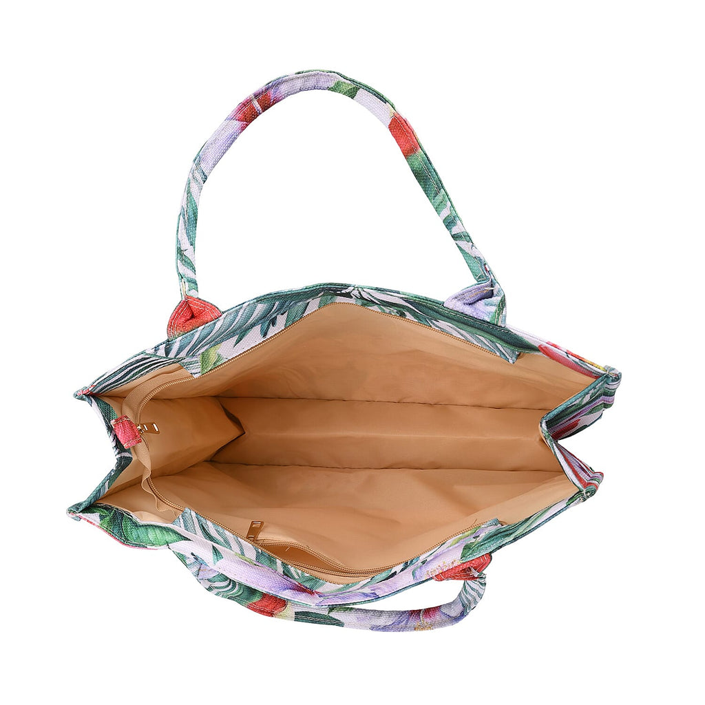 2 Piece Set - Tropical Pattern Tote Bag and Crossbody Bag