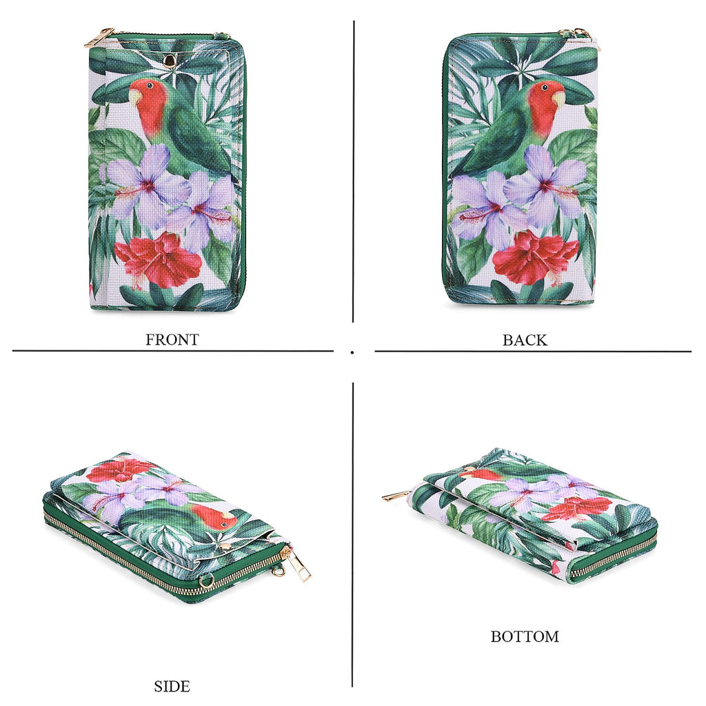 2 Piece Set - Tropical Pattern Tote Bag and Crossbody Bag