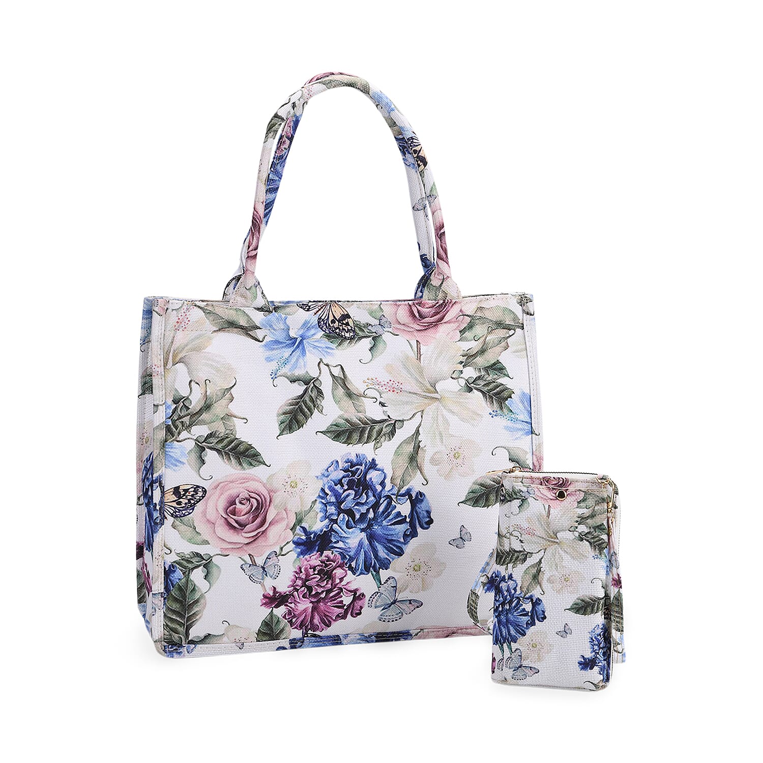 Flower Tote Bag (Size 40x12x34 cm) - Multi Color & White