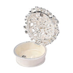 Bowknot Rhinestone Bejewelled Flower and Butterfly Trinket Box (Size 6.9x6.9x5.2 cm) - White
