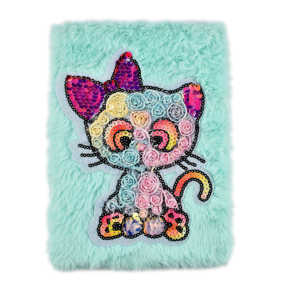 Fluffy Cover 3D Cat Pattern Notebook (80 Pages) - Light Blue