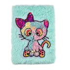 Fluffy Cover 3D Cat Pattern Notebook (80 Pages) - Light Blue