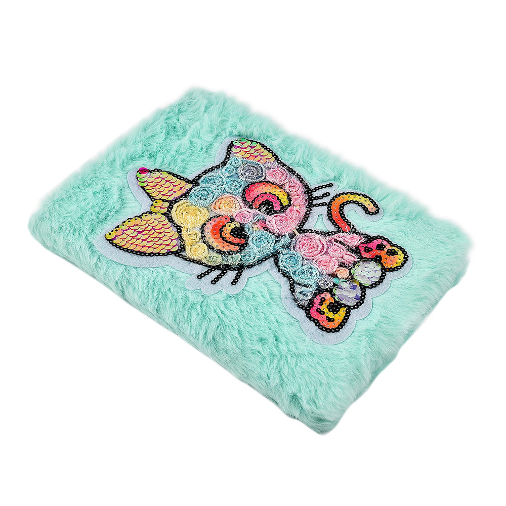 Fluffy Cover 3D Cat Pattern Notebook (80 Pages) - Light Blue