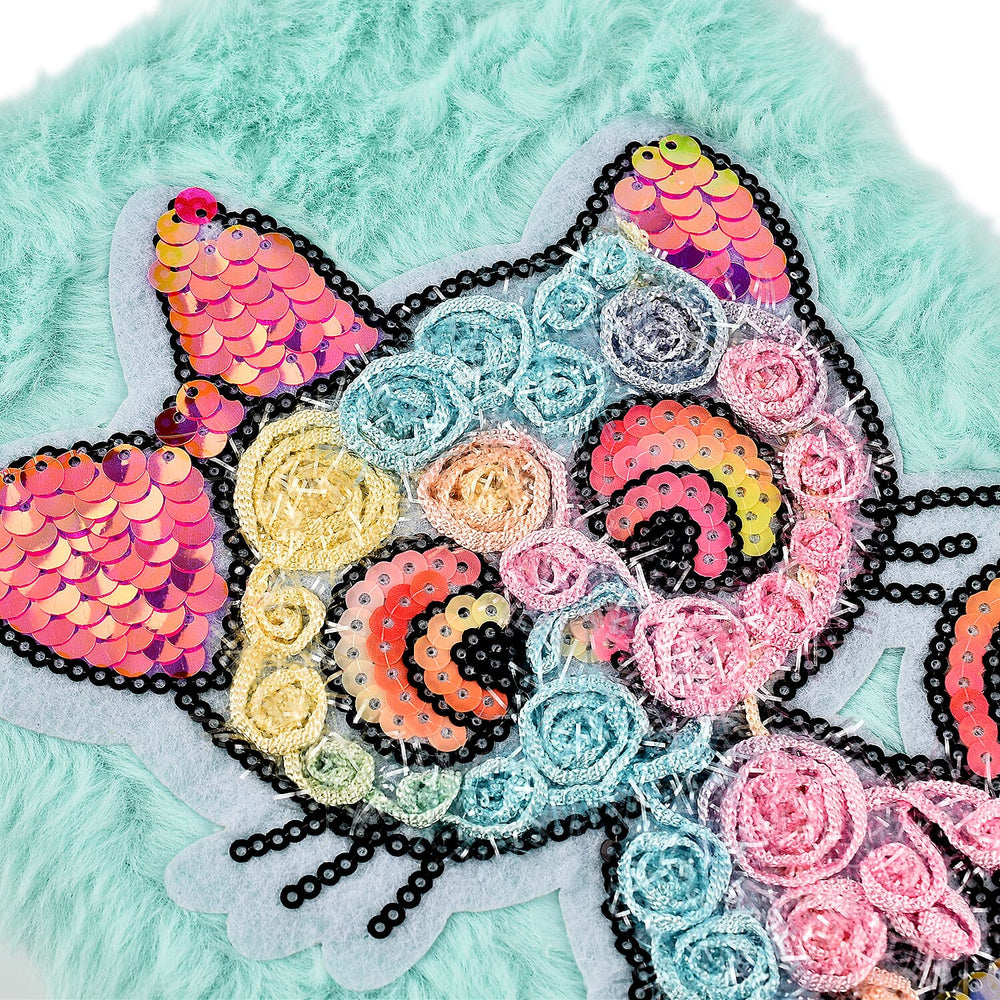 Fluffy Cover 3D Cat Pattern Notebook (80 Pages) - Light Blue