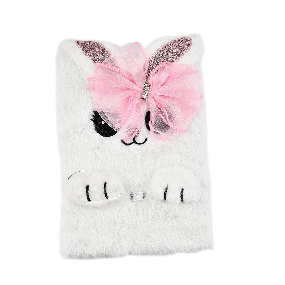 Fluffy Cover 3D Rabbit Pattern Notebook (80 Pages) - Pink