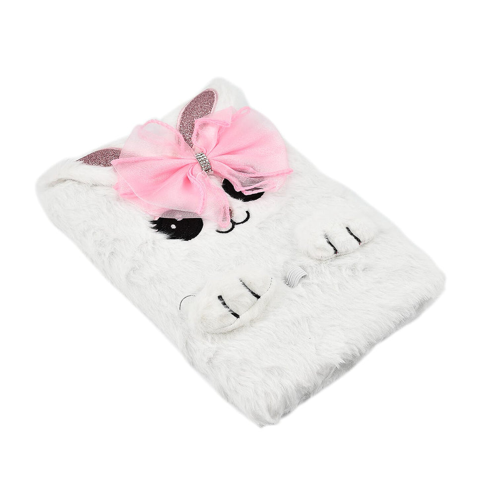 Fluffy Cover 3D Rabbit Pattern Notebook (80 Pages) - Pink