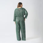Pleated Jumpsuit with Metallic Detail & Elasticated Waist (Size L)  - Green