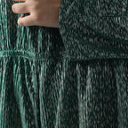 Pleated Jumpsuit with Metallic Detail & Elasticated Waist (Size L)  - Green