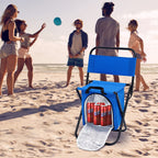 Foldable 2-in-1 Outdoor Stool with Built-in Cooler Bag (Size Stool- 59x27x31 Cm - Storage- 25x25x16 Cm) - Blue