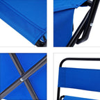 Foldable 2-in-1 Outdoor Stool with Built-in Cooler Bag (Size Stool- 59x27x31 Cm - Storage- 25x25x16 Cm) - Blue