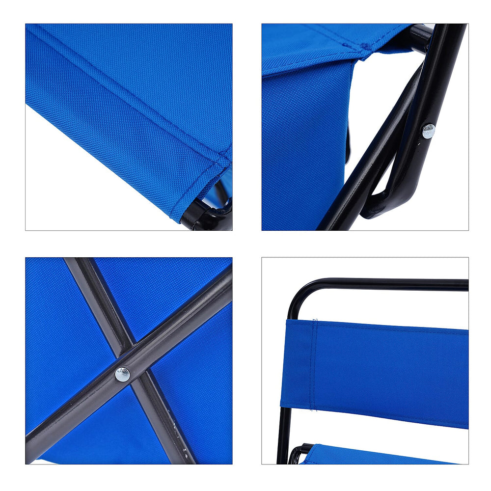 Foldable 2-in-1 Outdoor Stool with Built-in Cooler Bag (Size Stool- 59x27x31 Cm - Storage- 25x25x16 Cm) - Blue
