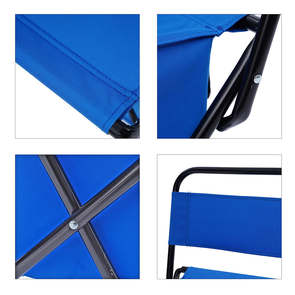 Foldable 2-in-1 Outdoor Stool with Built-in Cooler Bag (Size Stool- 59x27x31 Cm - Storage- 25x25x16 Cm) - Blue