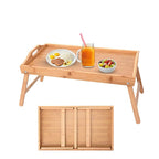 Foldable Bamboo Tray Wooden Legs (Folded Size 50x30x7cm, Unfolded Size 50x30x22cm)