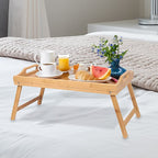 Foldable Bamboo Tray Wooden Legs (Folded Size 50x30x7cm, Unfolded Size 50x30x22cm)