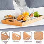 Foldable Bamboo Tray Wooden Legs (Folded Size 50x30x7cm, Unfolded Size 50x30x22cm)