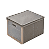 Foldable Storage Box with Fabrics Cover and Front Door (Size 40x30x25 cm) - Khaki