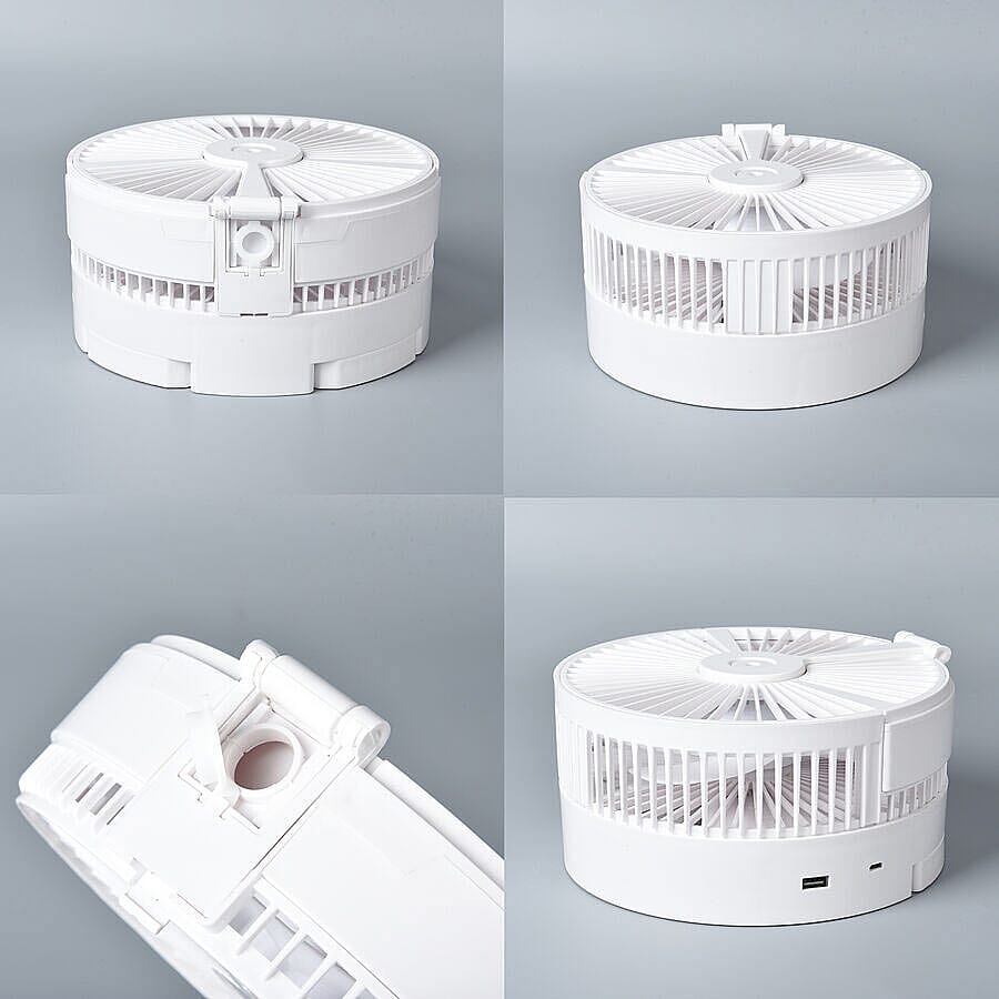 Portable & Adjustable Fan with Mist, Rechargeable Battery and Four Wind Speed Settings (Folded Size 20x11cm; Adjustable up to 85cm)