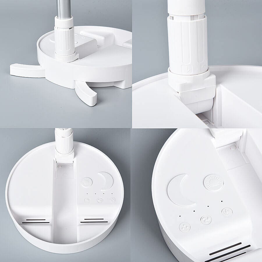 Portable & Adjustable Fan with Mist, Rechargeable Battery and Four Wind Speed Settings (Folded Size 20x11cm; Adjustable up to 85cm)