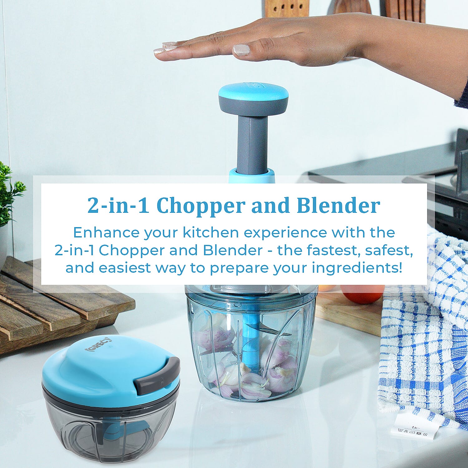Chop it! Blend it! (Size 13x13x22 cm) - Blue & Green