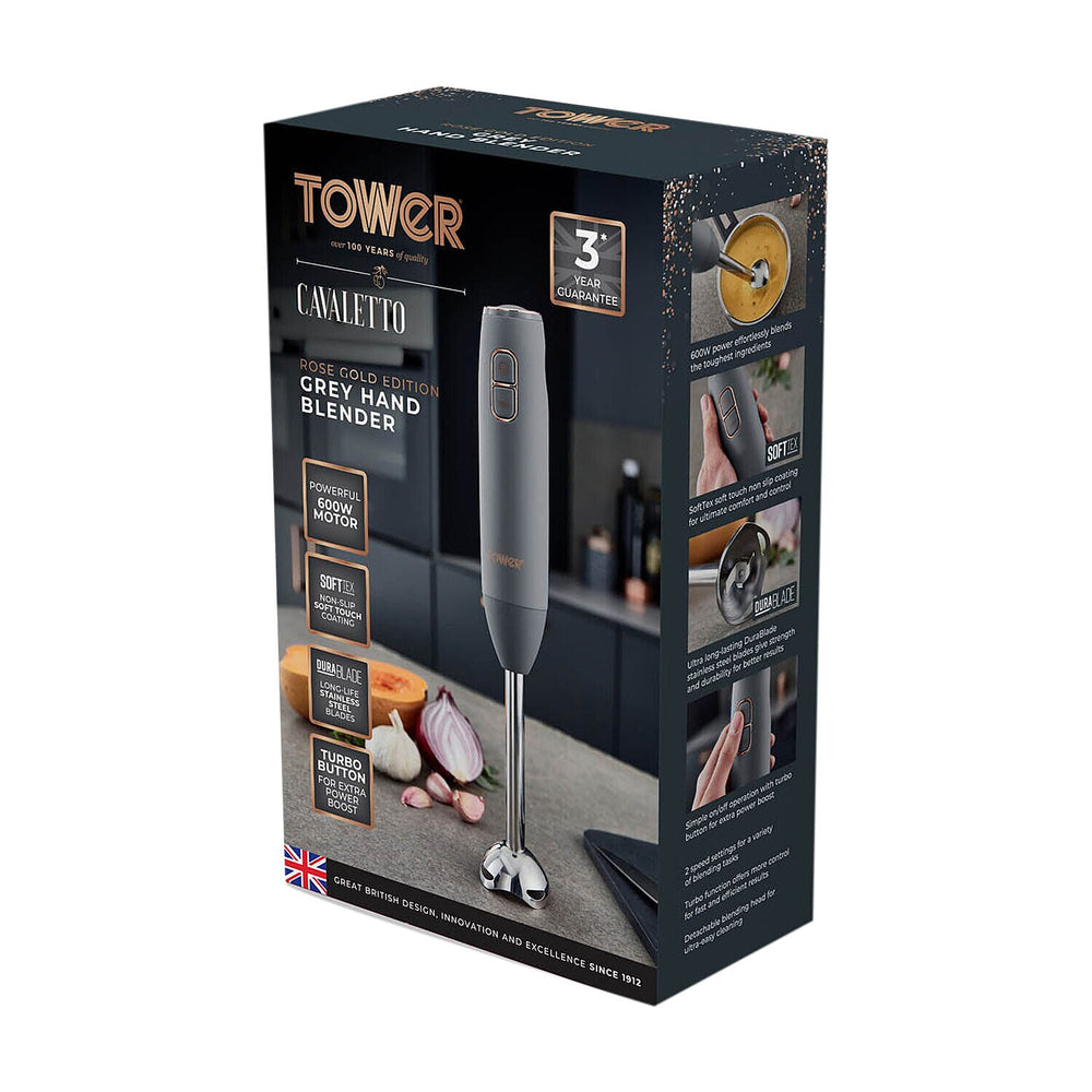 Tower Cavaletto 600W Hand Blender - Grey and Rose Gold