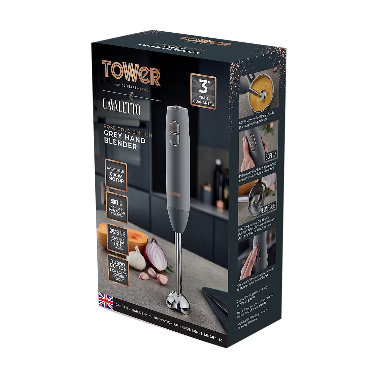 Tower Cavaletto 600W Hand Blender - Grey and Rose Gold