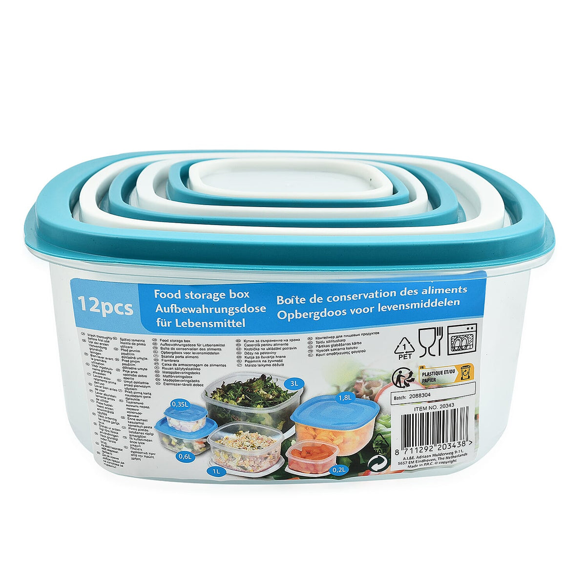 6 Food Storage Boxes with Lids 3L to 0.2L
