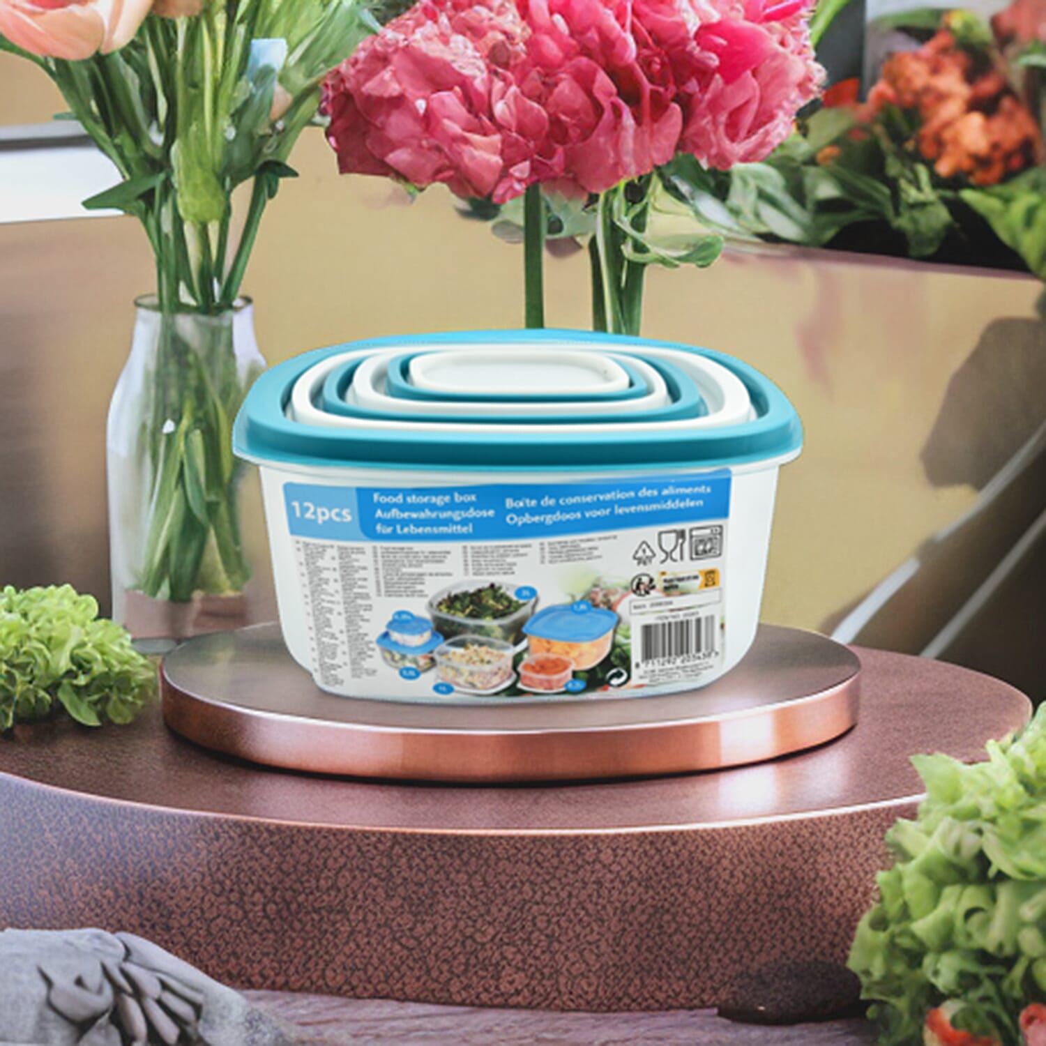 6 Food Storage Boxes with Lids 3L to 0.2L