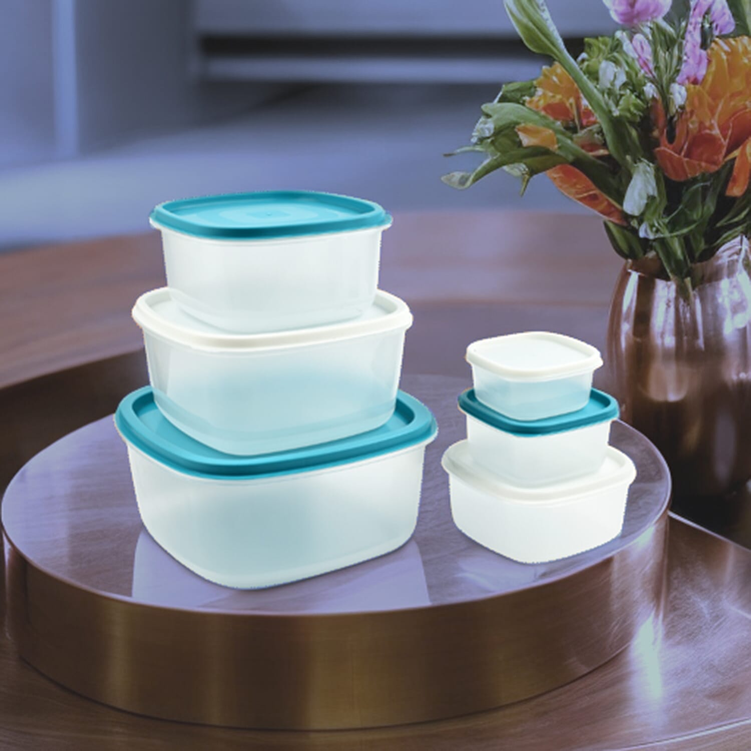6 Food Storage Boxes with Lids 3L to 0.2L