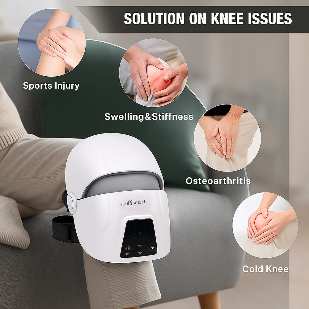 Soulsmart Rechargeable Cordless Knee Joint Massager with Heating, Air Pressure, Vibration & Electrotherapy Function