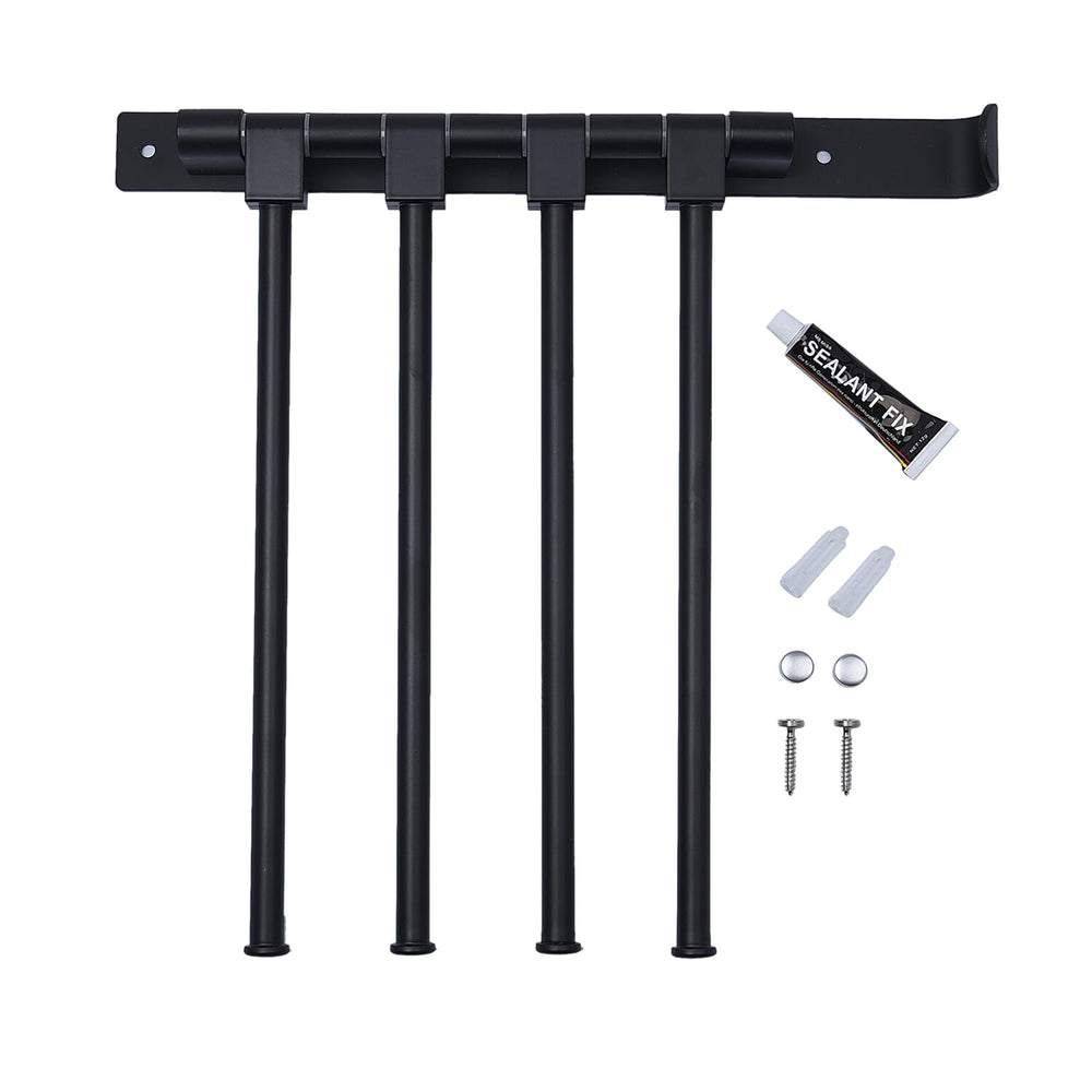 Four Bar Towel Rack with Rod (Size 32x30x30Cm) - Black