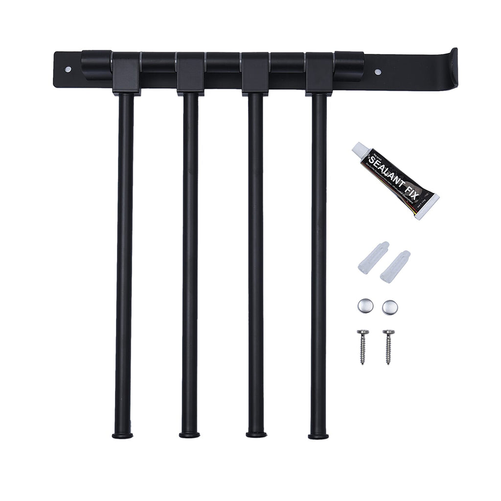 Four Bar Towel Rack with Rod (Size 32x30x30Cm) - Black