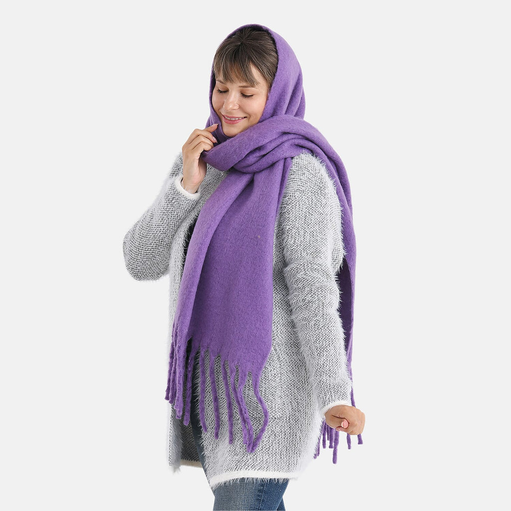 Soft Touch Large Tassle Scarf (190 x 40 cm) - Purple