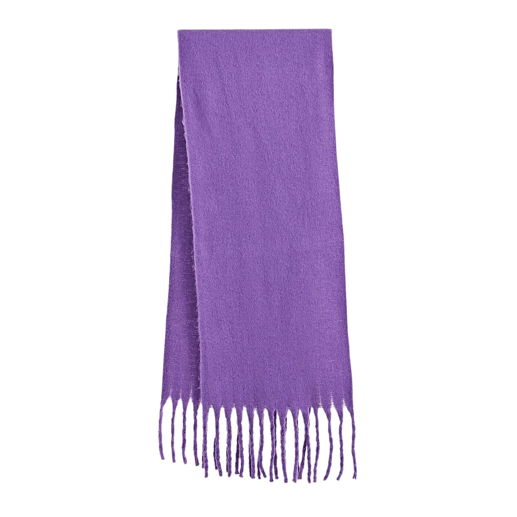 Soft Touch Large Tassle Scarf (190 x 40 cm) - Purple