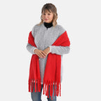 Soft Touch Large Tassle Scarf (190 x 40 cm) - Red
