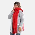 Soft Touch Large Tassle Scarf (190 x 40 cm) - Red
