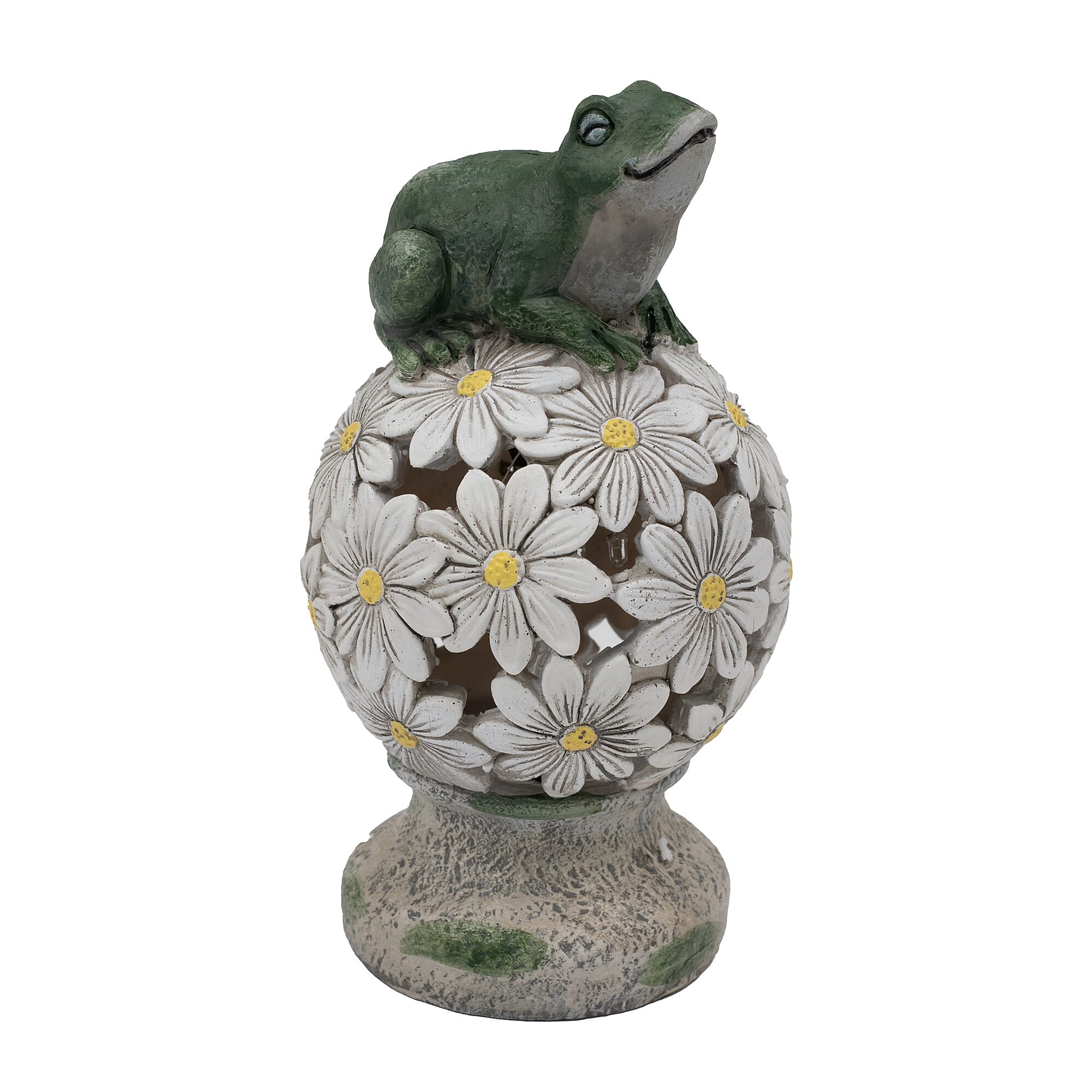 Frog Floral Ball Solar Light (Size 14x14x24.5 cm) - Green - White