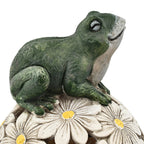 Frog Floral Ball Solar Light (Size 14x14x24.5 cm) - Green - White
