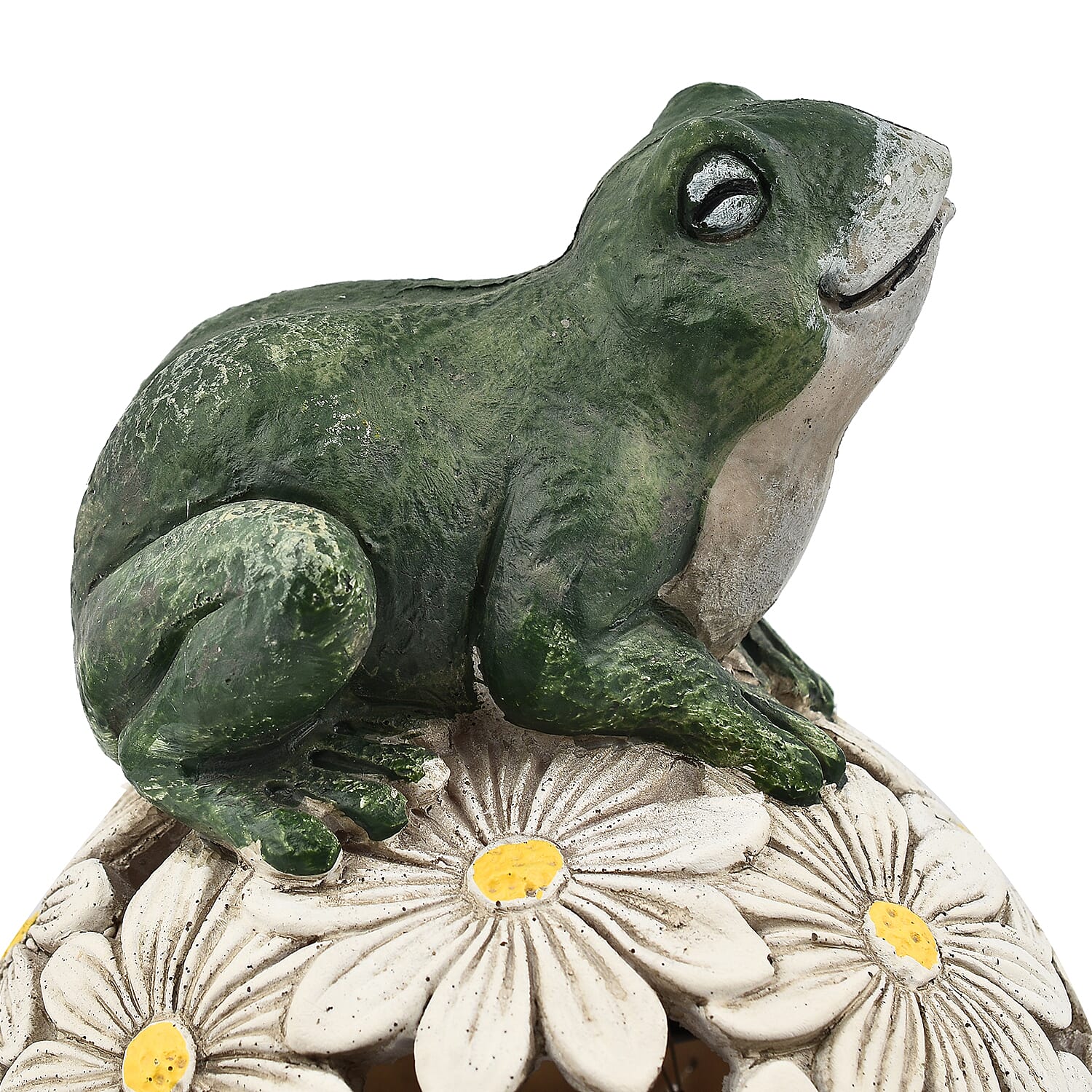 Frog Floral Ball Solar Light (Size 14x14x24.5 cm) - Green - White