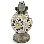 Frog Floral Ball Solar Light (Size 14x14x24.5 cm) - Green - White