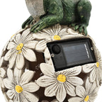 Frog Floral Ball Solar Light (Size 14x14x24.5 cm) - Green - White