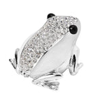 Bowknot Rhinestone Bejewelled Frog Trinket Box (Size 7x6x4 cm) - White
