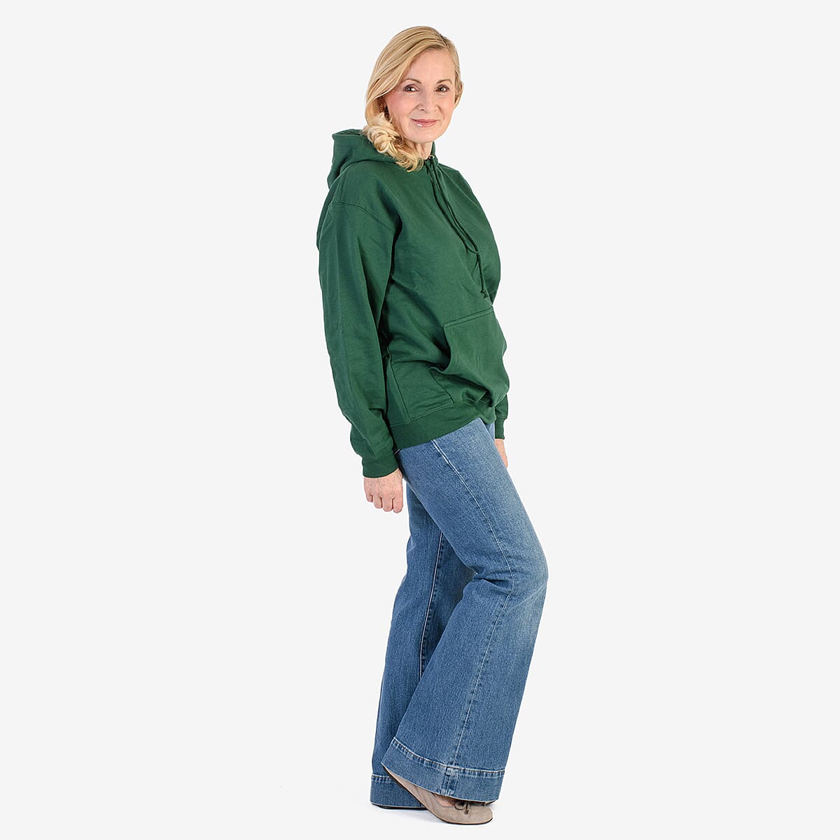 Front Pocket Cotton Hoodie (Size L) - Green