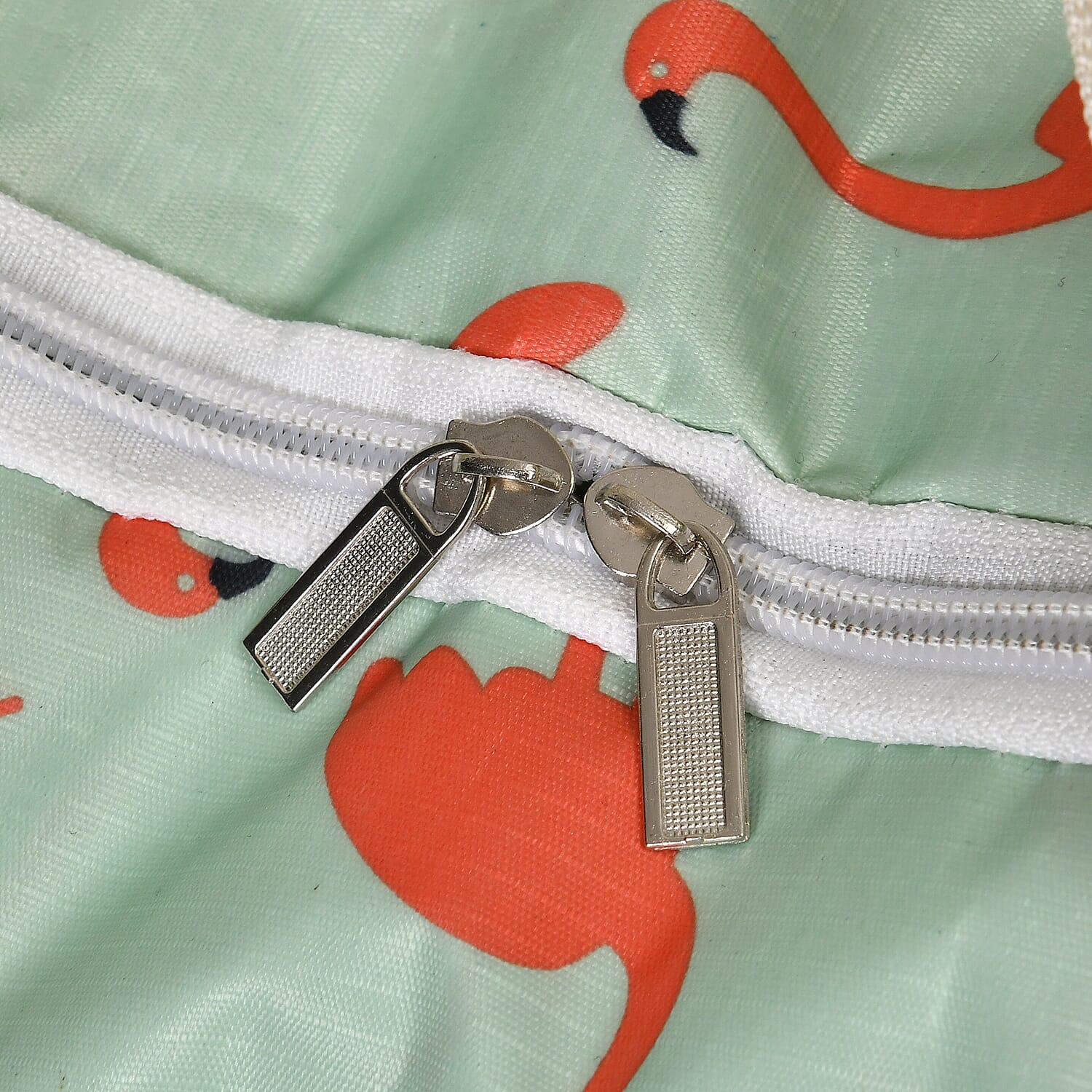 Set of 3 Flamingo Pattern Storage Bags - Green