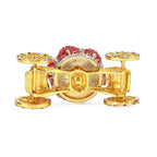 Pumpkin Cart Hand Painted Trinket Storage Box Enamelled With Sparkling Crystals - Red - Gold